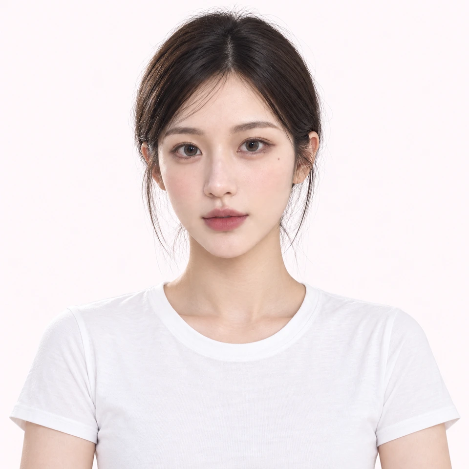 ภาพจำลองใบหน้าด้านหน้าของนางแบบ Beauty Blossom ระบุหน้าผาก รอบดวงตา แก้ม และรอบปากสำหรับการปรึกษา
