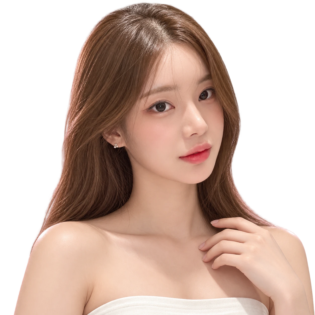Beauty Blossom Clinic模特展示額頭與面頰的施作方向